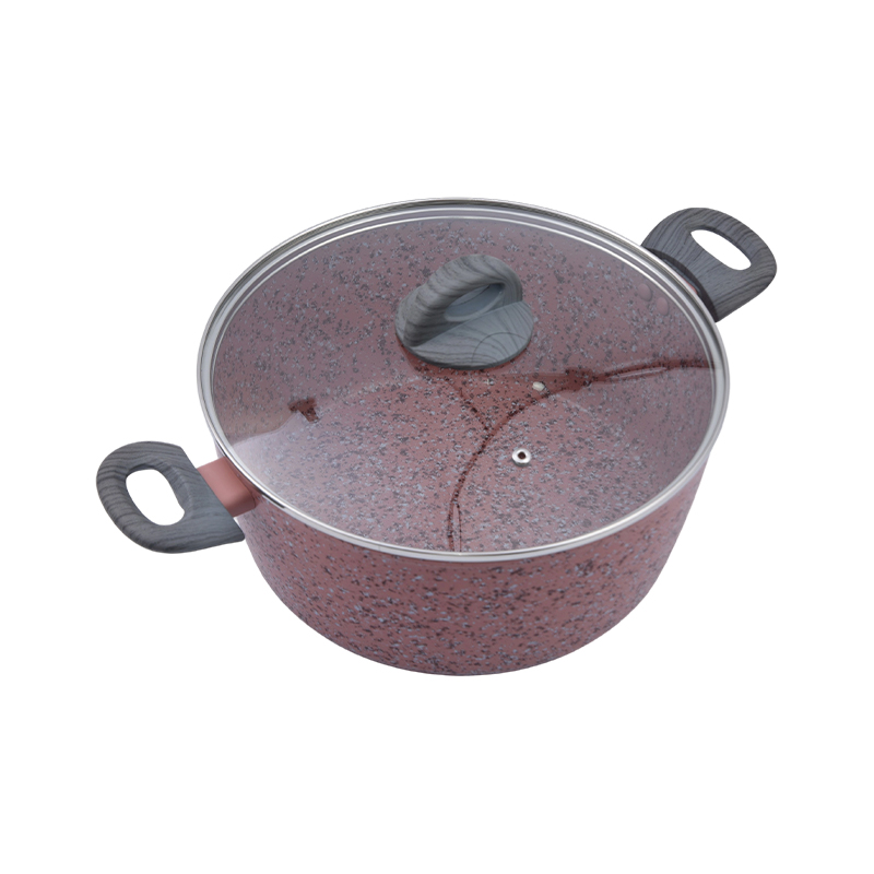 Geschmiedeter Aluminiumtopf mit rosa Granit