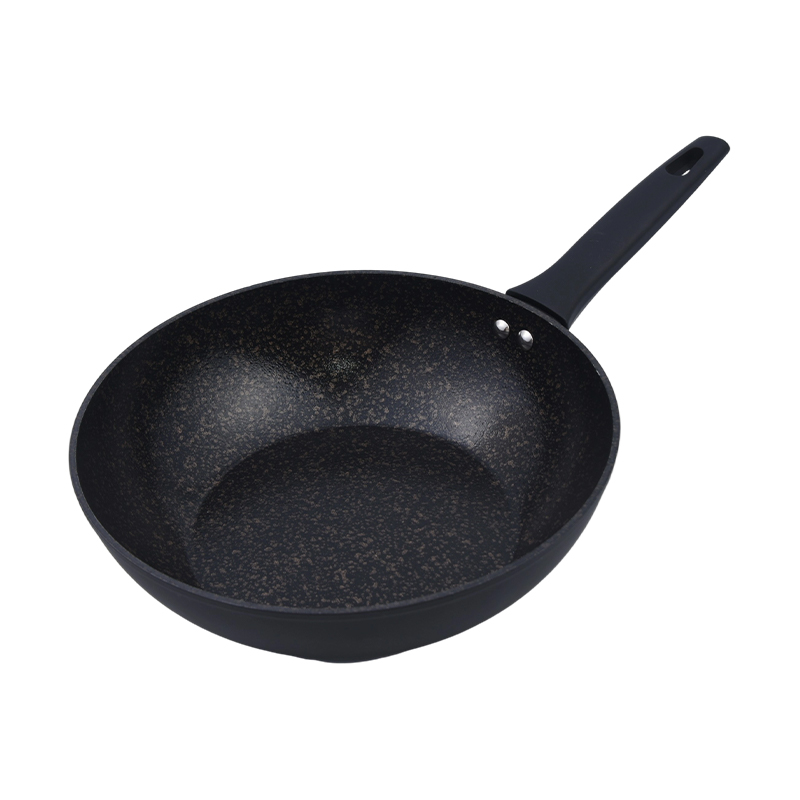 Wok aus geschmiedetem Aluminium mit schwarzgoldenem Marmor