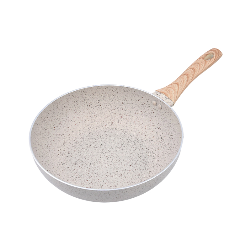 Wok aus gepresstem Aluminium, cremefarbener Marmor